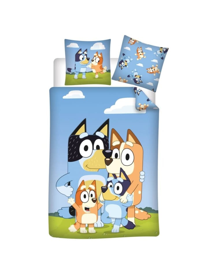 Bluey Bettbezug – Kinderbett Bettwäsche 140x200 cm + 65x65 cm in Blau