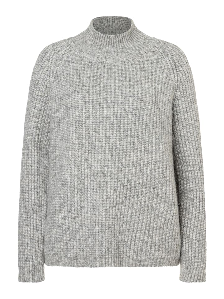 schimmernder Rippstrickpullover in silvergrey melange