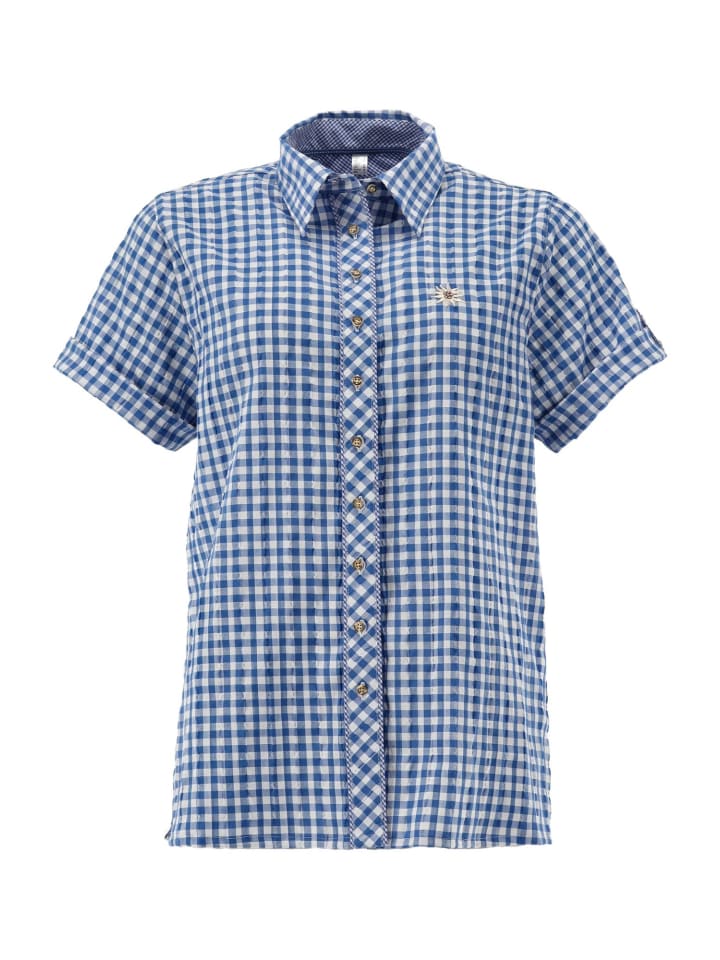 Trachtenbluse Tadora in mittelblau