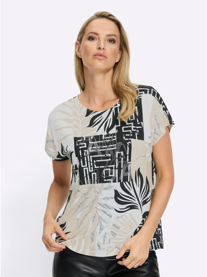 Druck-Shirt in sand-schwarz-bedruckt