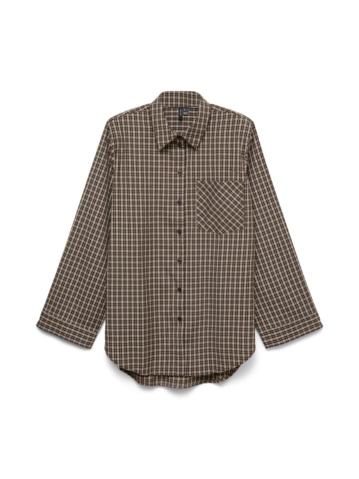 Loose Check Shirt Langarmhemd in Chocolate Torte
