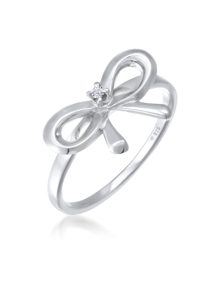 Ring 925 Sterling Silber Schleife, Verlobungsring in Weiß