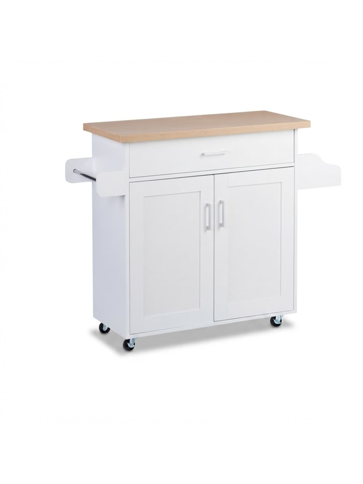 Küchenwagen in Weiß/ Natur - (B)114,5 x (H)90 x (T)39,5 cm
