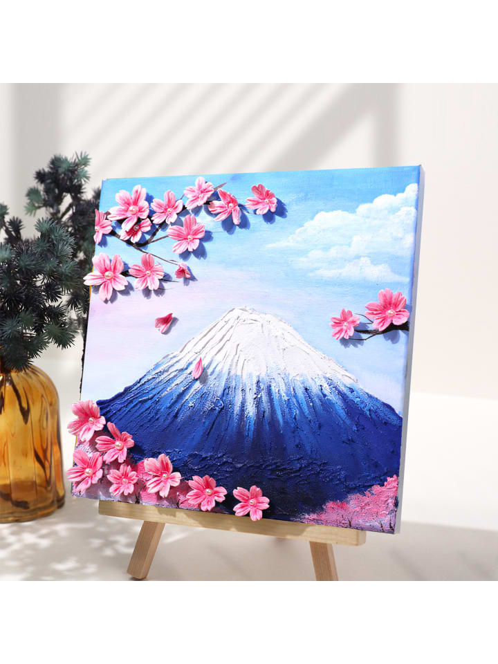 Exlusive 3D-Strukturmalerei Set- Berg Fuji und Kirschblüten