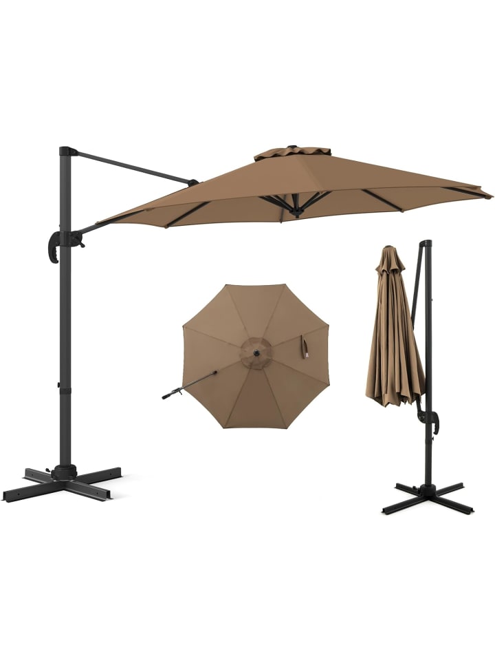 Sonnenschirm 300 x 300cm drehbar in Braun