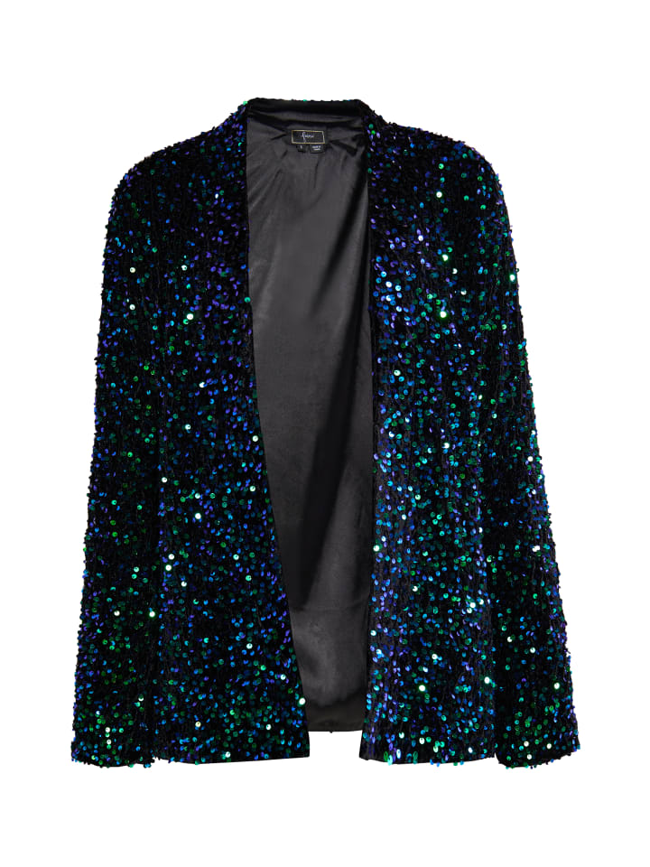 Damen Blazer Mit Pailletten in Blau Grün Mehrfarbig