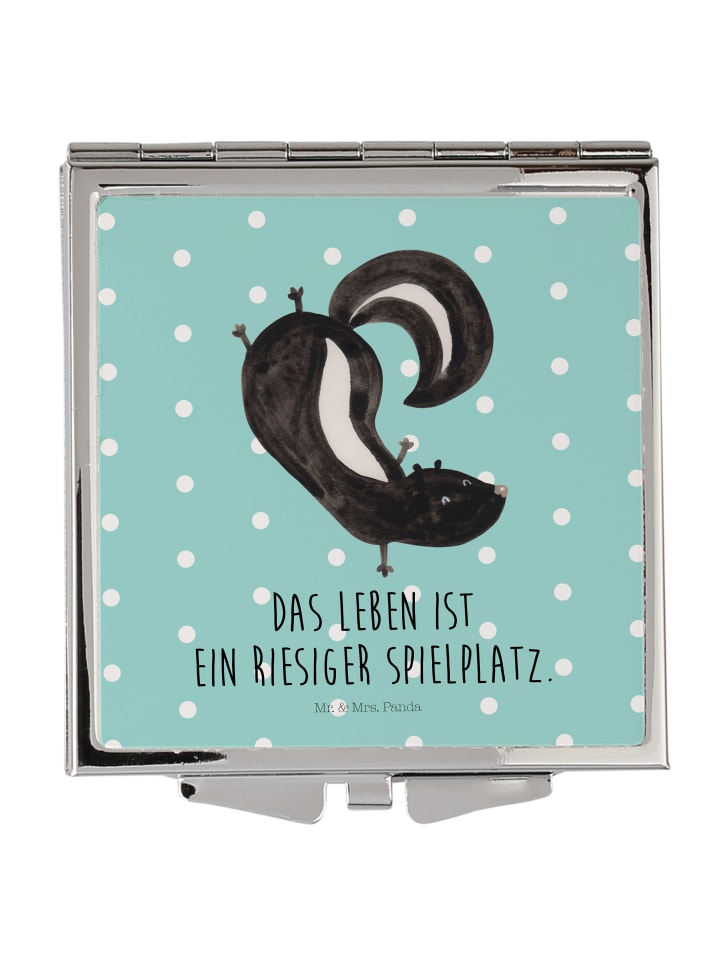 Schminkspiegel Stinktier Handstand mit Spruch in Türkis Pastell