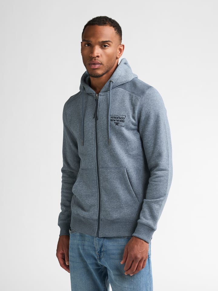Melierter Hoodie mit Reißverschluss oakwood in Blau