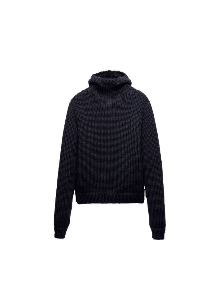 Blau Wolle Rollkragenpullover