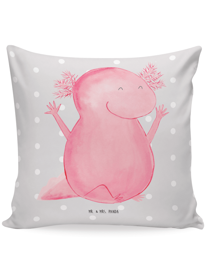 Dekokissen Axolotl Hurra ohne Spruch in Grau Pastell