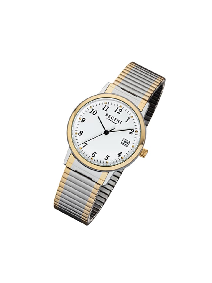 Analog-Armbanduhr Regent Zugarmband silber, gold mittel (ca. 35mm)