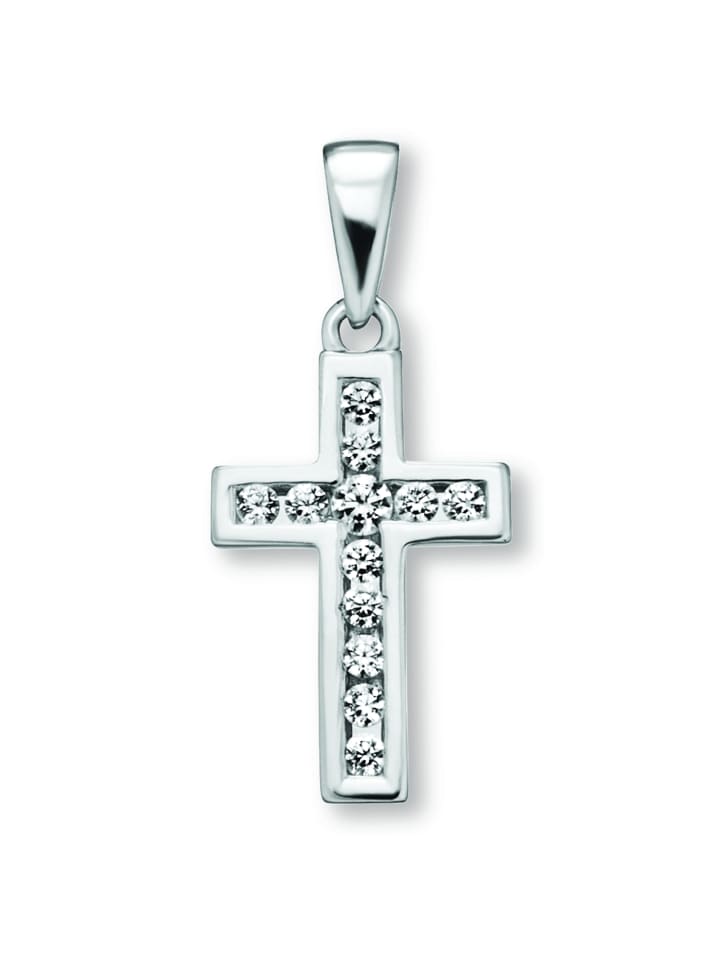 Zirkonia Kreuz Anhänger aus 925 Silber in silber
