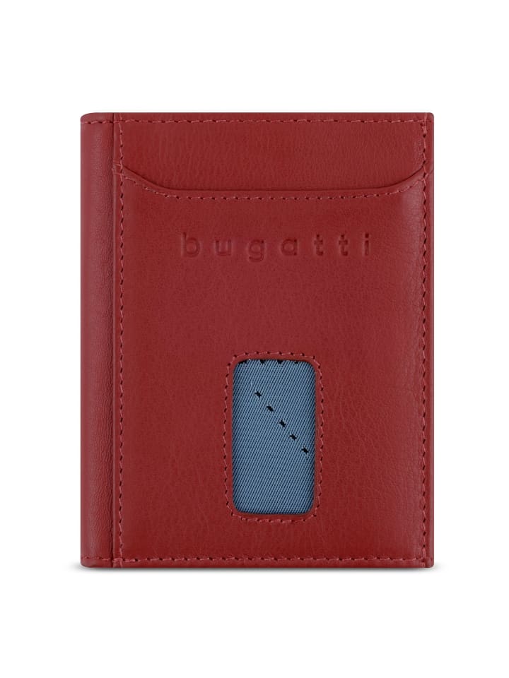 Secure Slim Geldbörse RFID Schutz Leder 8 cm rot