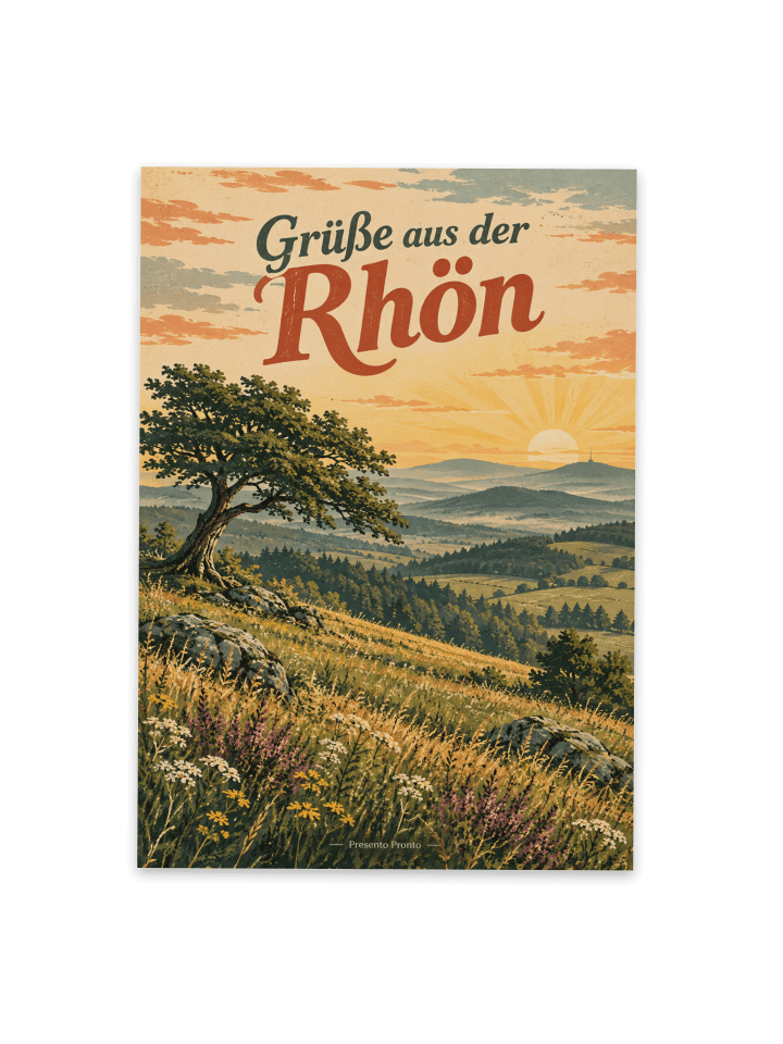 Grußkarte Landschaft zeitlos Design mit Spruch in Weiß