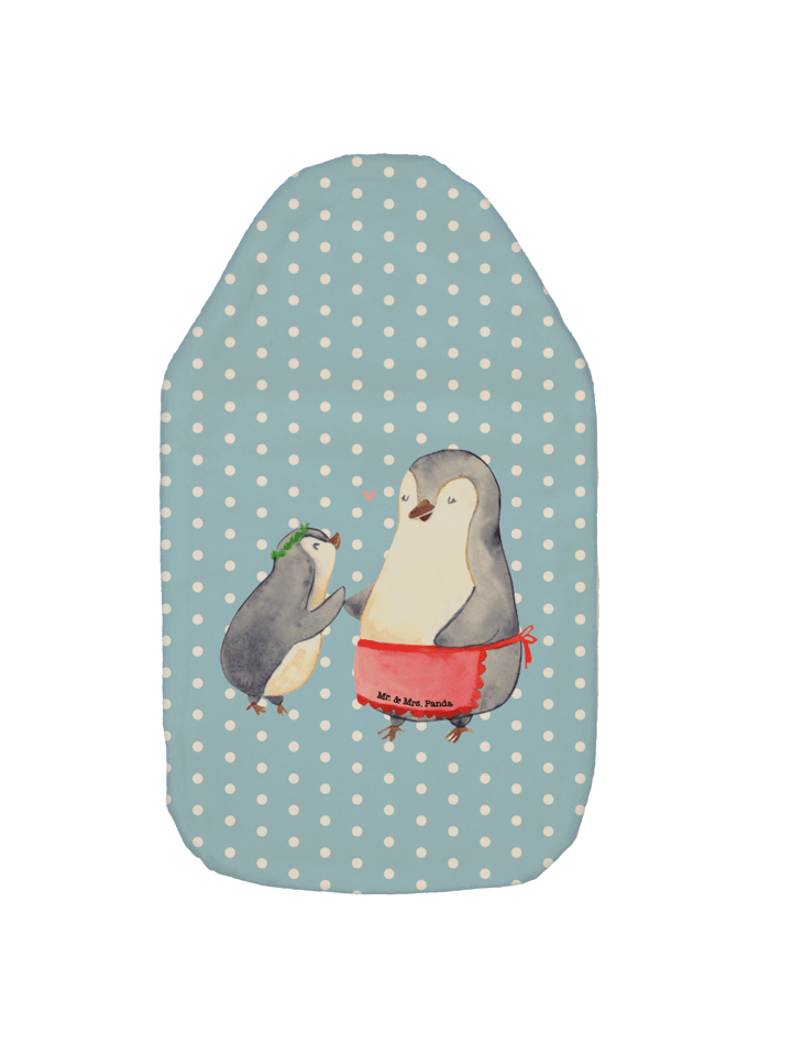 Wärmflasche Pinguin mit Kind ohne Spruch in Blau Pastell