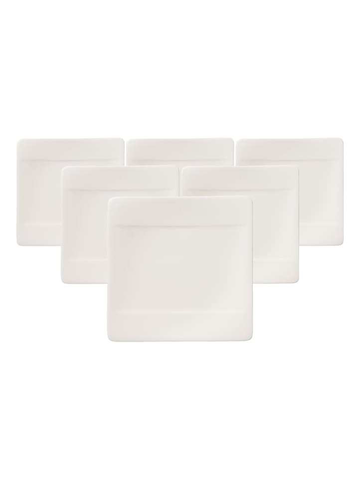 6er Set Brotteller Modern Grace in Weiß 16 x 16 cm