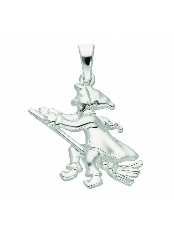 Damen 925 Silber Anhänger Hexe in silber