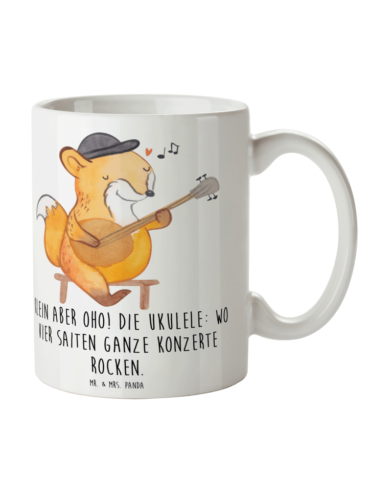 Trinkbecher Ukulele Magie mit Spruch in Weiß