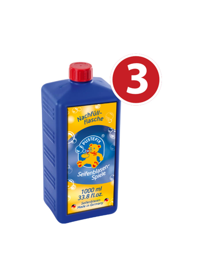 3 x PUSTEFIX Seifenblasen Nachfüllflasche 1.000ml