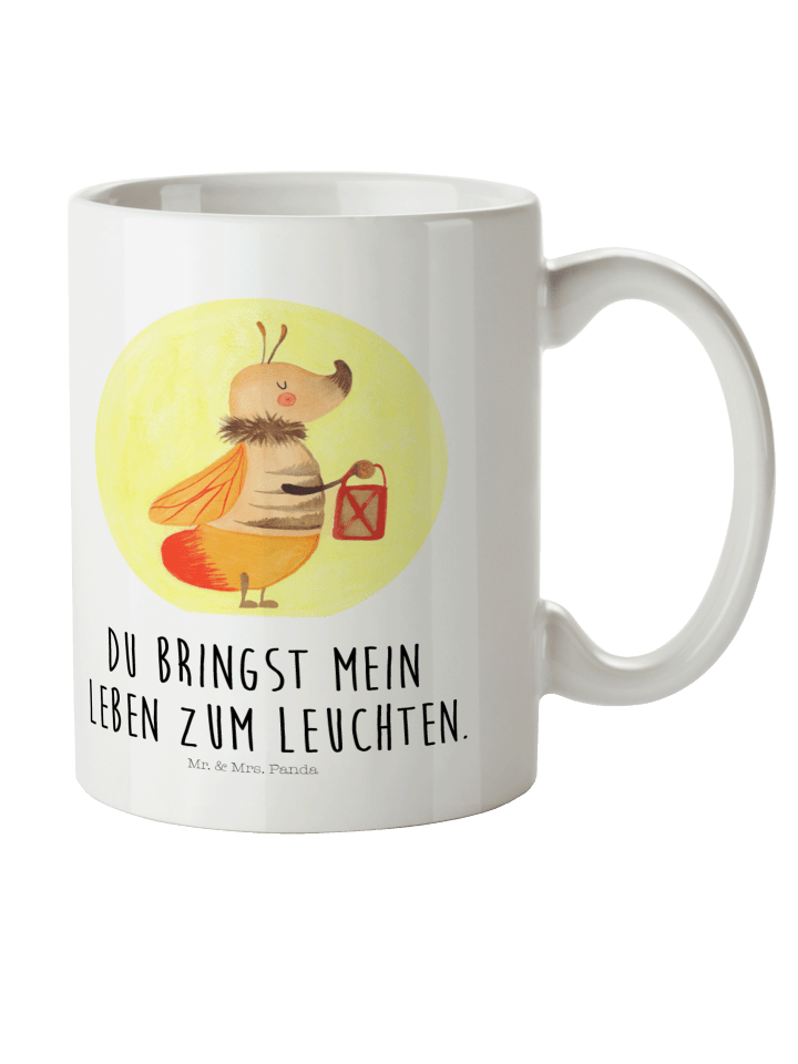 Kaffeebecher Glühwürmchen mit Spruch in Weiß