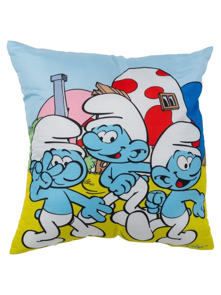 Die Schlümpfe Kissen Plüsch Zierkissen Kopfkissen 40x40 cm in blau
