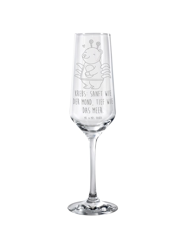 Champagnerglas Krebs Astrologie mit Spruch in Transparent