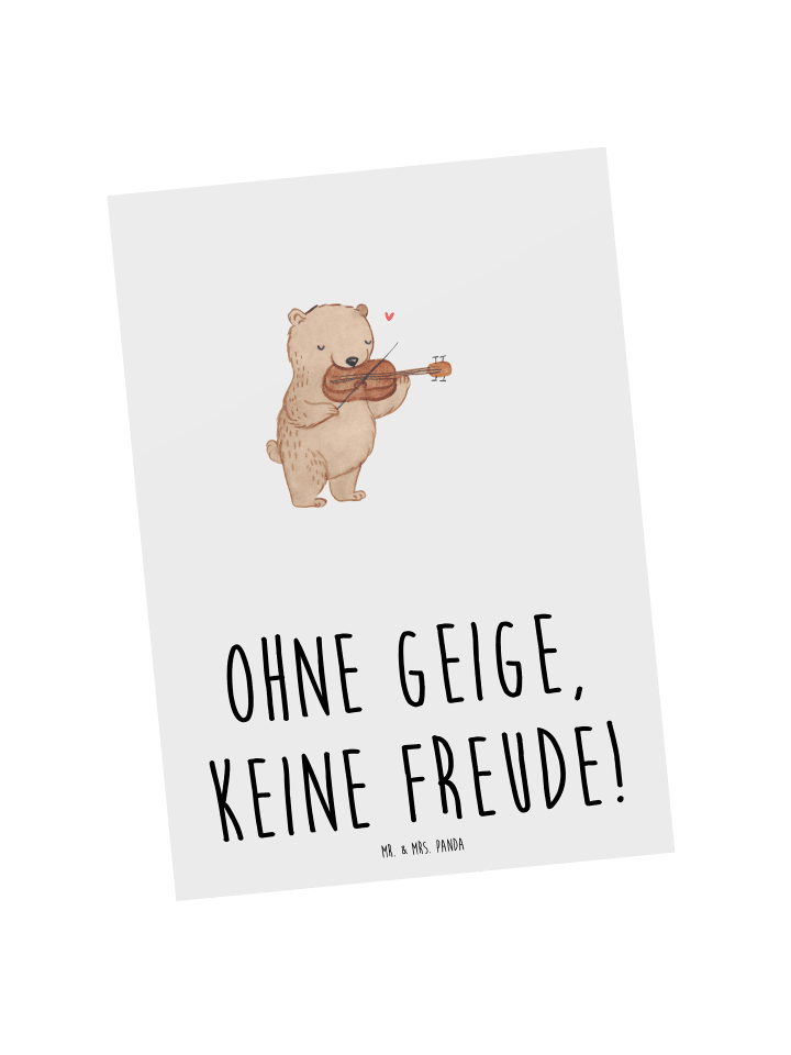 Grußkarte Geige Freude mit Spruch in Weiß