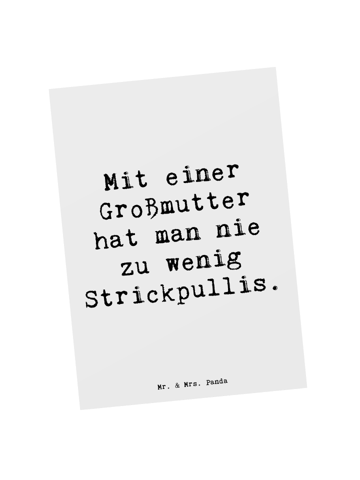 Postkarte Großmutter Strickpullis mit Spruch in Weiß