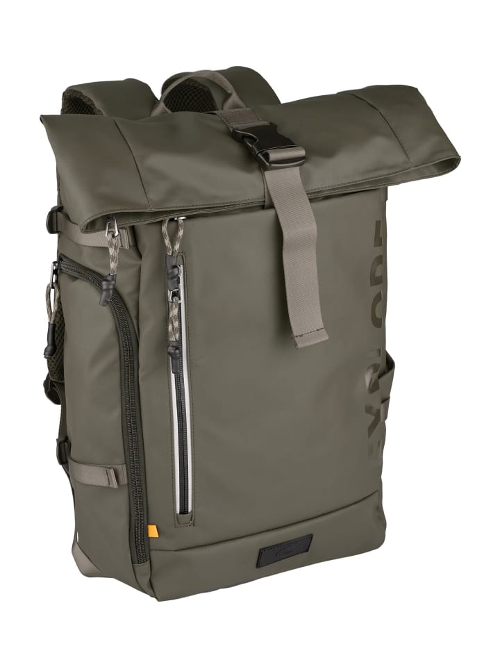 EXPLORE Rolltop Rucksack aus Nylon in Khaki