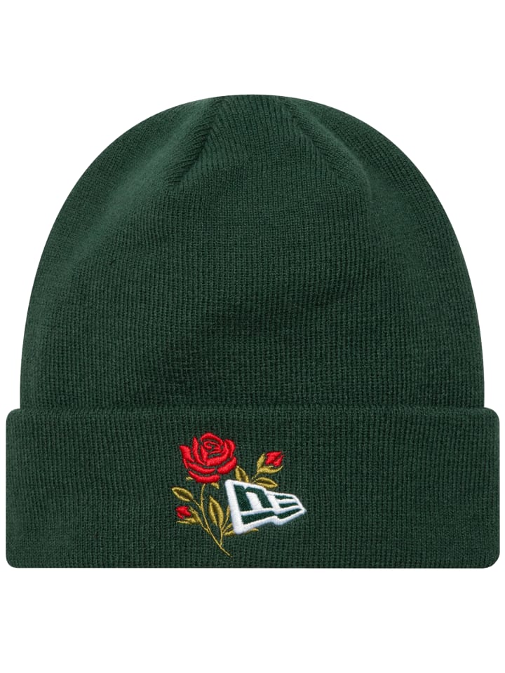 New Era Rose Icon Cuff Knit Beanie Hat in Grün