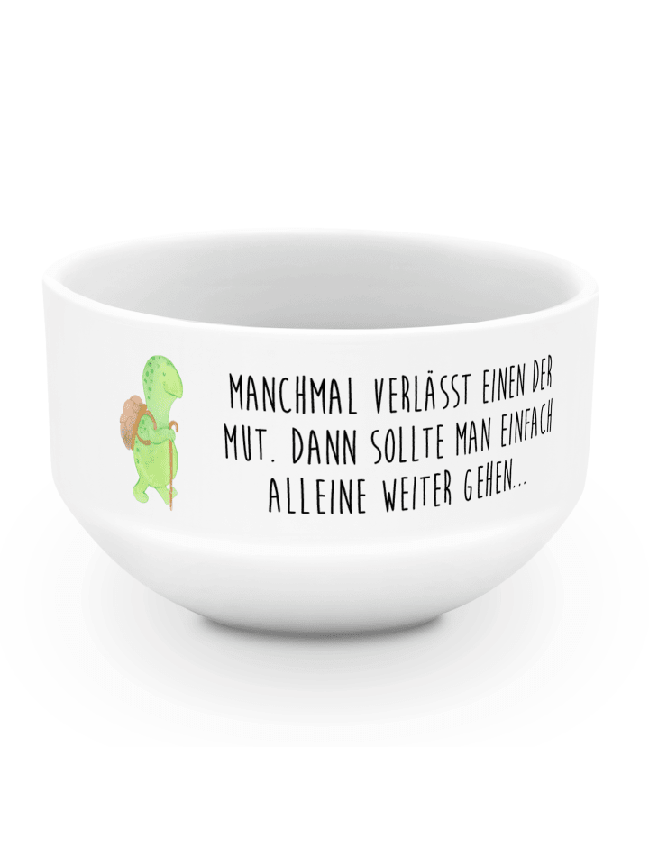 Salatschälchen Schildkröte Wanderer mit Spruch in Weiß