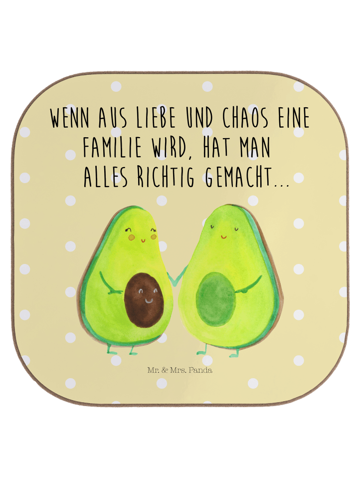 Coaster Avocado Pärchen mit Spruch in Gelb Pastell
