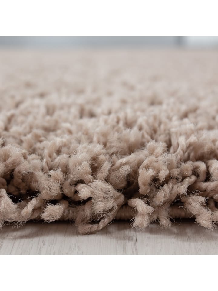 Teppich Hochflor Shaggy Waschbar Einfarbig RHEIN Strapazierfähig in Beige