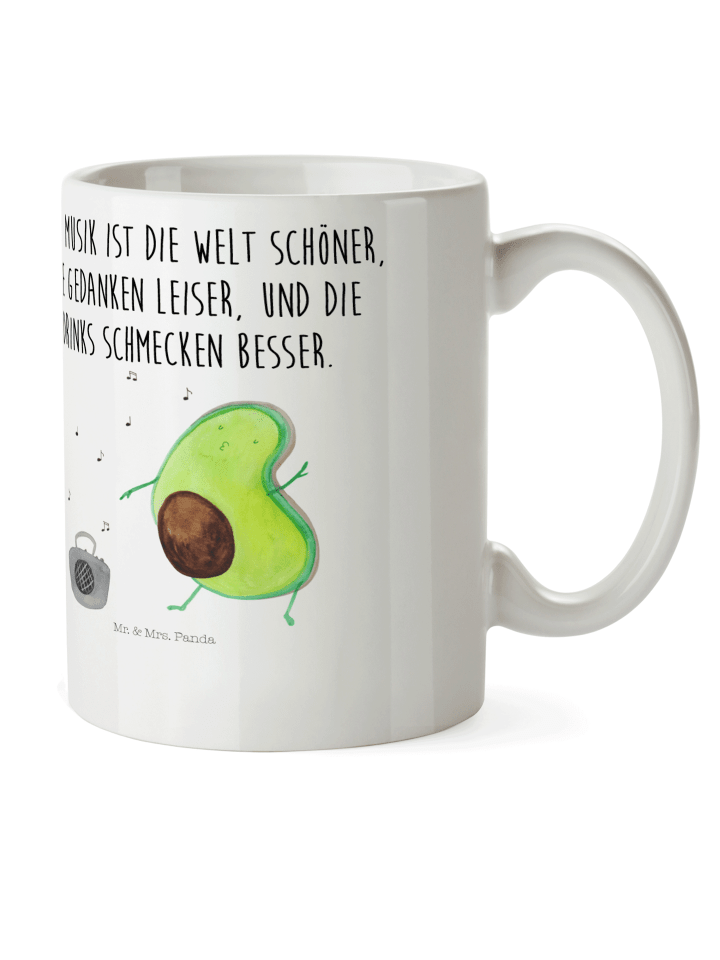 Tasse Avocado Tanzen mit Spruch in Weiß