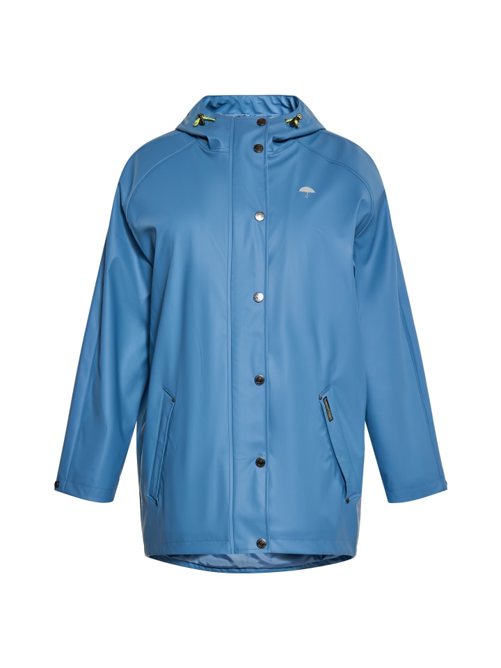 Damen Plus Size Regenmantel in Stahlblau