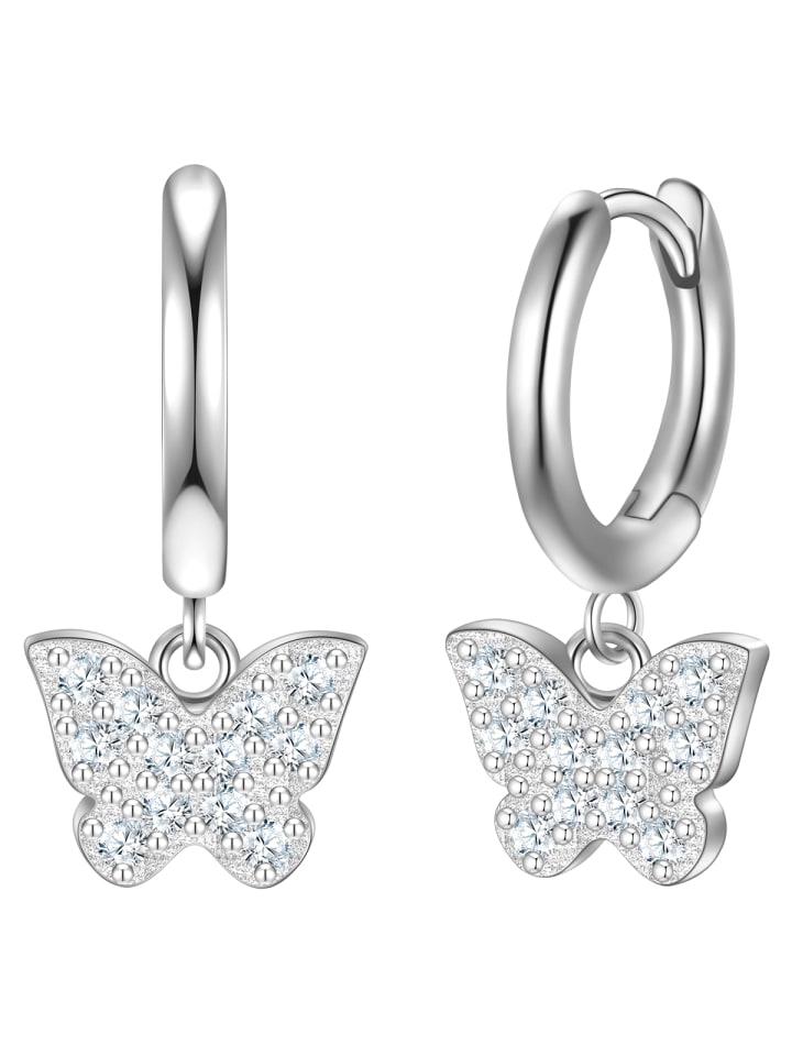 Ohrringe Schmetterling aus Sterling Silber mit Zirkonia in silber