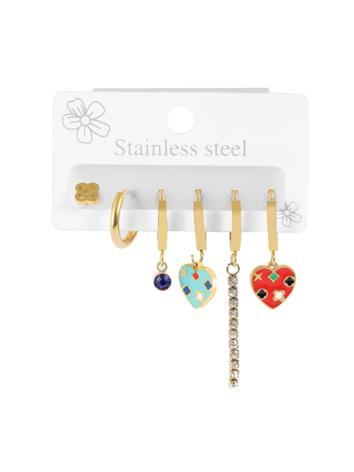 Damen Anhänger – Herzanhänger aus Edelstahl mit Strass Steinchen in gold