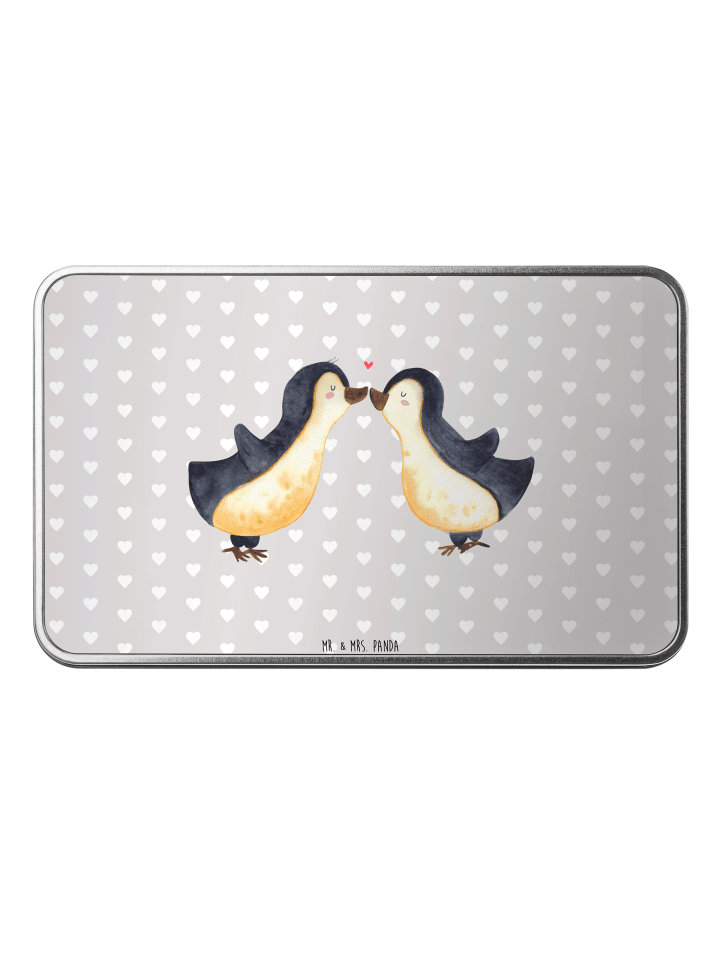 Aufbewahrungsbox Pinguin Liebe ohne Spruch in Grau Pastell