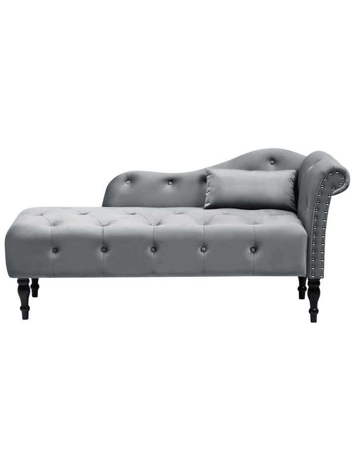 2-tlg Chaiselongue IVRY in Grau/Schwarz rechtsseitig
