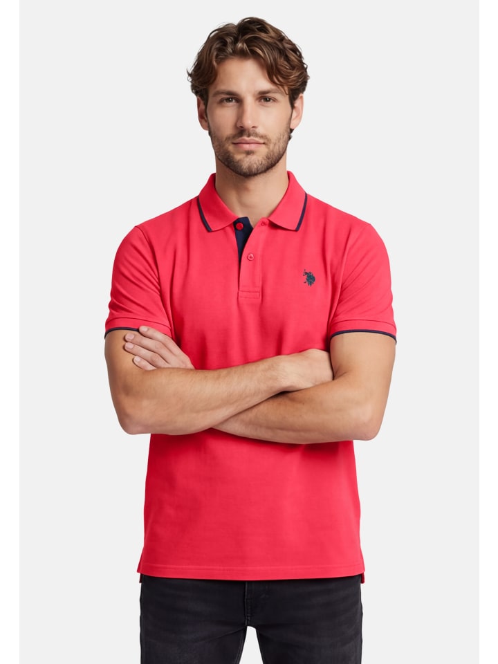 Poloshirt USKayle – Classic Fit kurzarm mit Logo-Stickerei in Coral-Navy