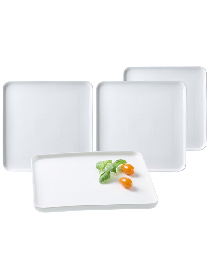 4er Set Servierplatten Skagen in Weiß 25 x 25 cm