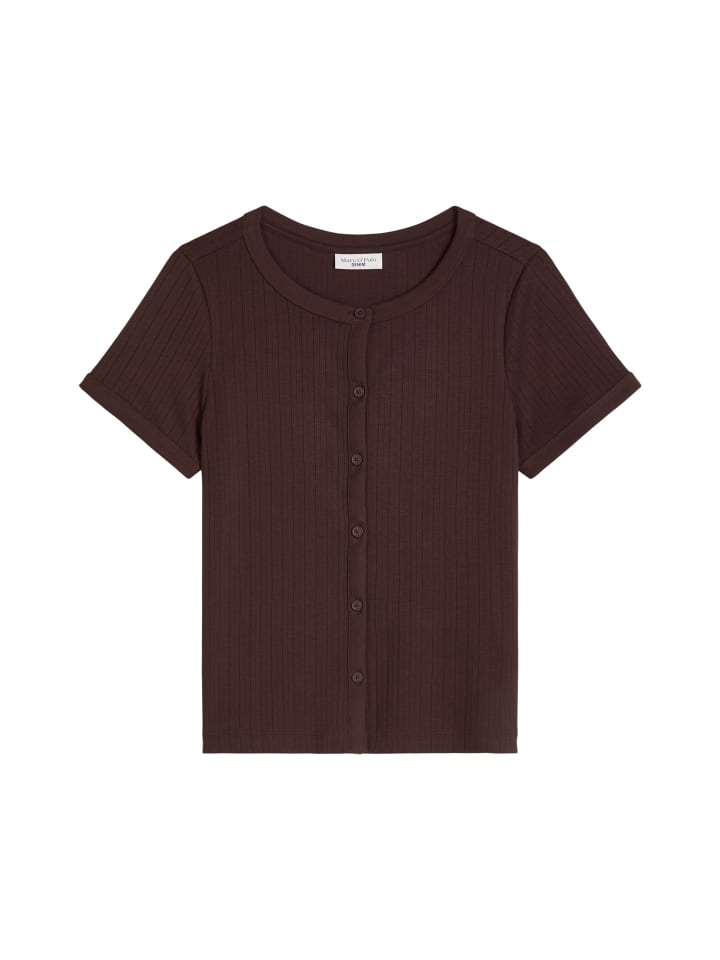 Pointelle-Kurzarm-Cardigan regular in Burnt Aubergine