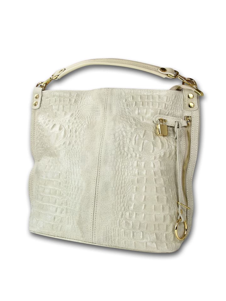 Leder Beuteltasche, Shopper Toscanto Tasche beige ca. 41cm
