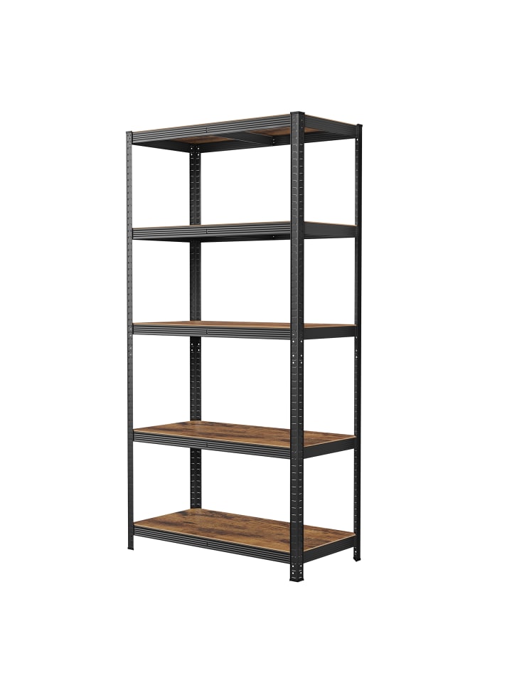 Bücherregal Cozory in Braun-Schwarz - (B)90 x (H)180 x (T)40 cm