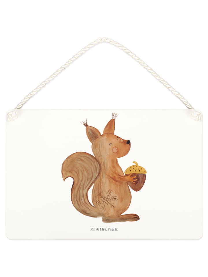 Deko Schild Eichhörnchen Weihnachten ohne Spruch in Weiß