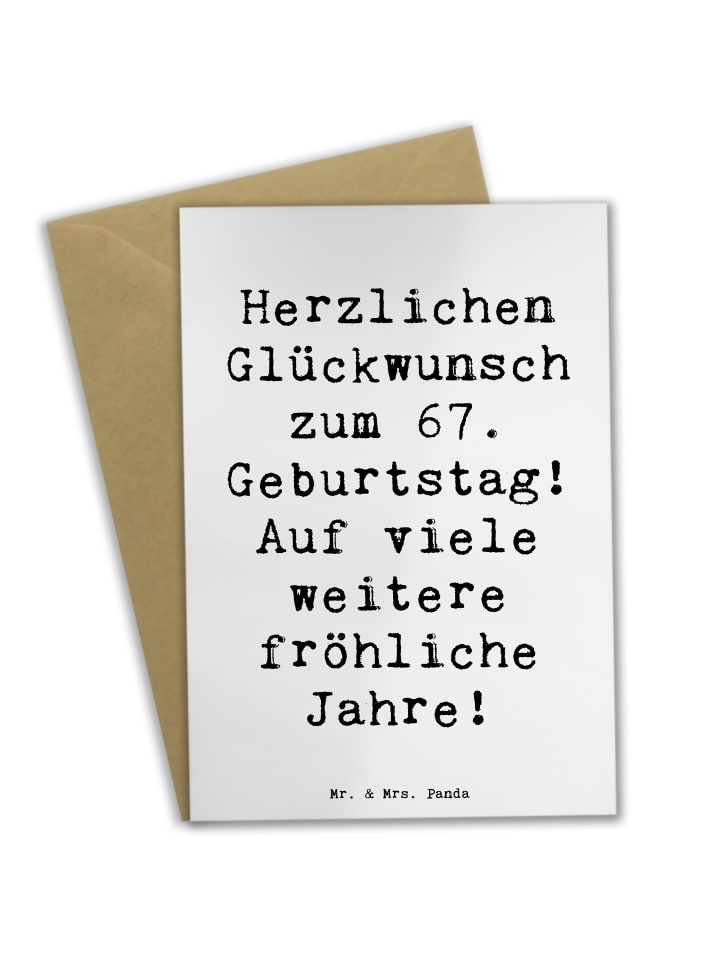 Grußkarte Spruch 67. Geburtstag Freude mit Spruch in Weiß
