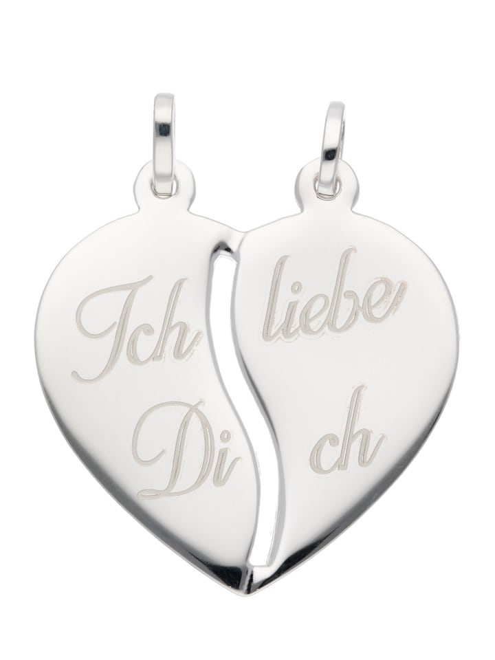 925 Silber Anhänger Herz in silber
