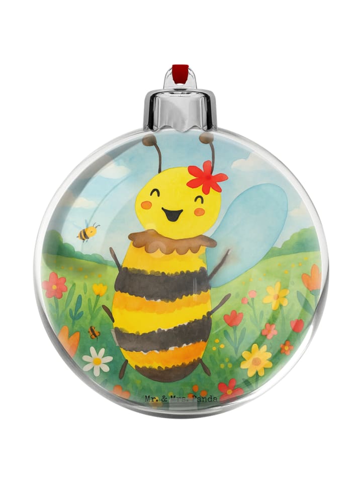 Christbaumkugel Biene Happy Design ohne Spruch in Weiß