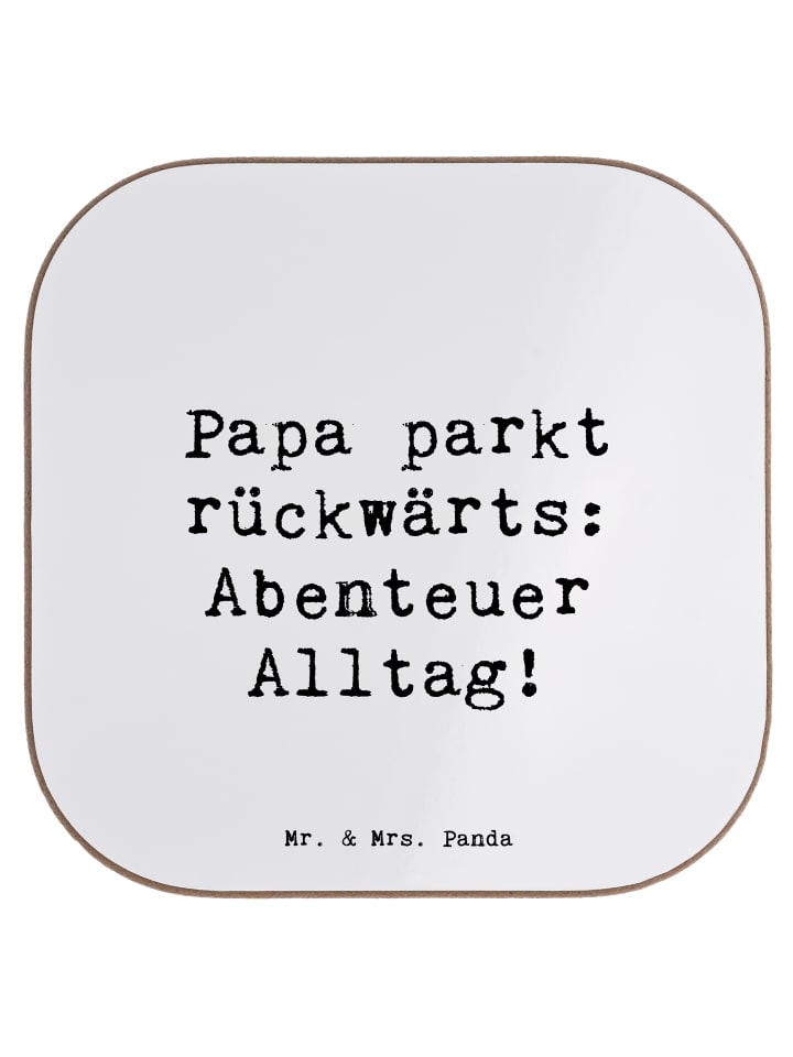 Untersetzer Vater Abenteuer mit Spruch in Weiß