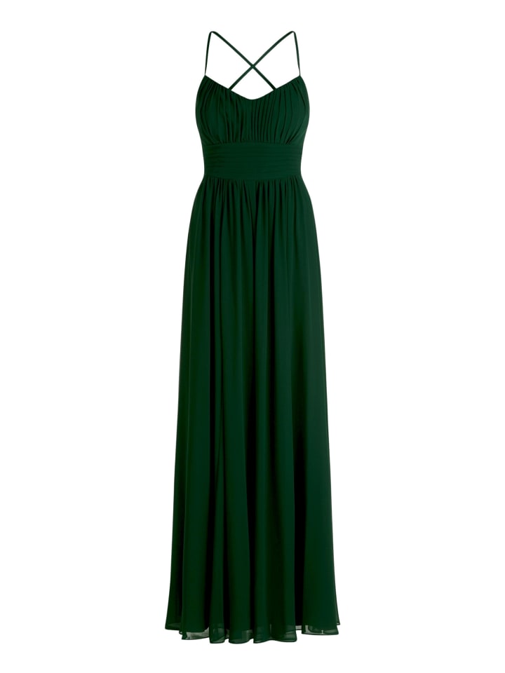 Abendkleid mit Plissee in Dark Moss